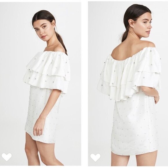 Azeeza Dress NWT Aurora Off Shoulder Mini Dress White XS new - Picture 5 of 14